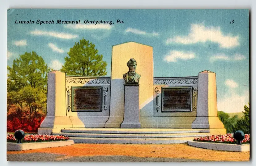 Abraham Lincoln Speech Memorial Gettysburg Pennsylvania Linen Postcard Unposted