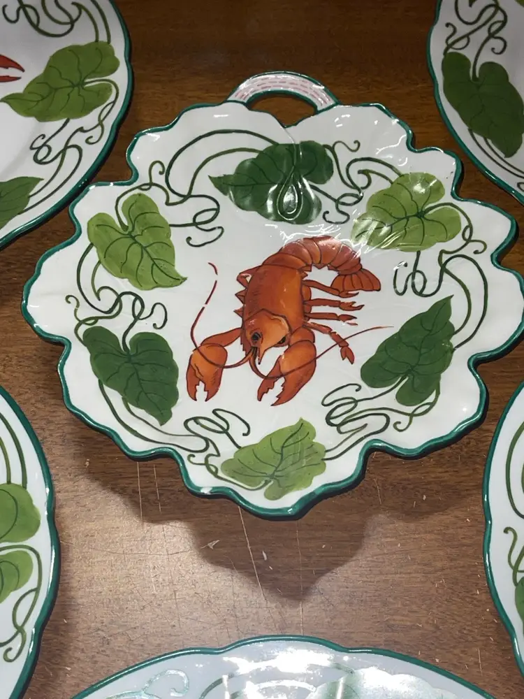4 Crown SAXE MCM Lobster Plates And Handle Dish Excellent Vintage Condition