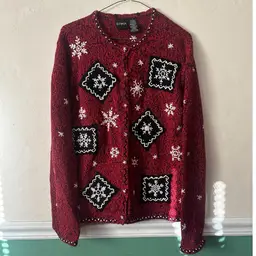 Vintage Erika Snowflake Christmas Button Up Sweater Size S