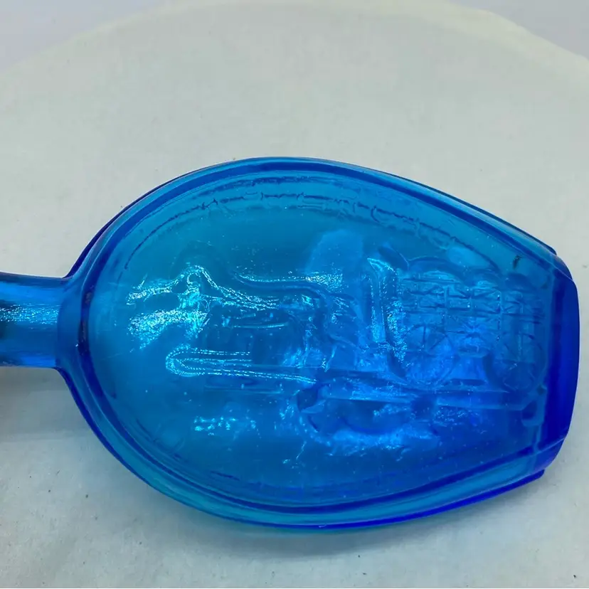 #0203 Rail Road Success Blue Glass Bottle 8 X 4 Inch