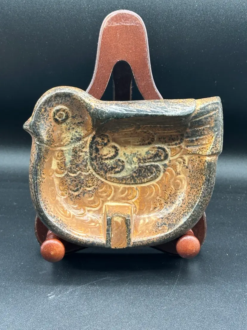 Vintage Pottery Bird Shaped Ceramic Rustic Pottery Ash Tray Trinket Dish 1980’s