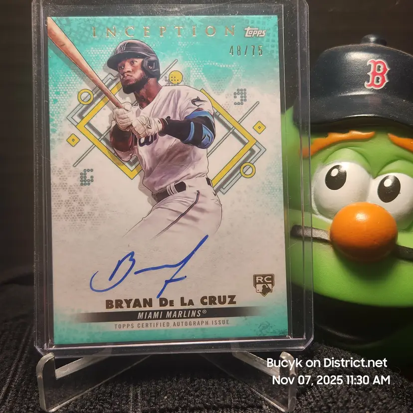 2022 Topps Inception Teal Auto - Bryan De La Cruz Miami Marlins 48/75