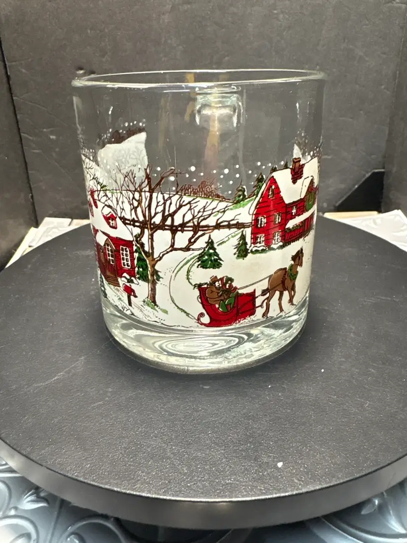 Vintage Libbey Glass Coffee Mug Cup Nostalgic Winter Village Cider