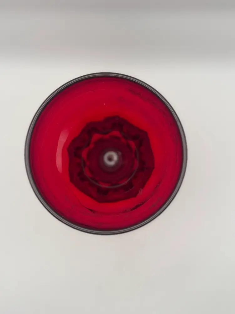 Vintage Fenton Ruby Red Goblet - Glows Amberina 5.5”