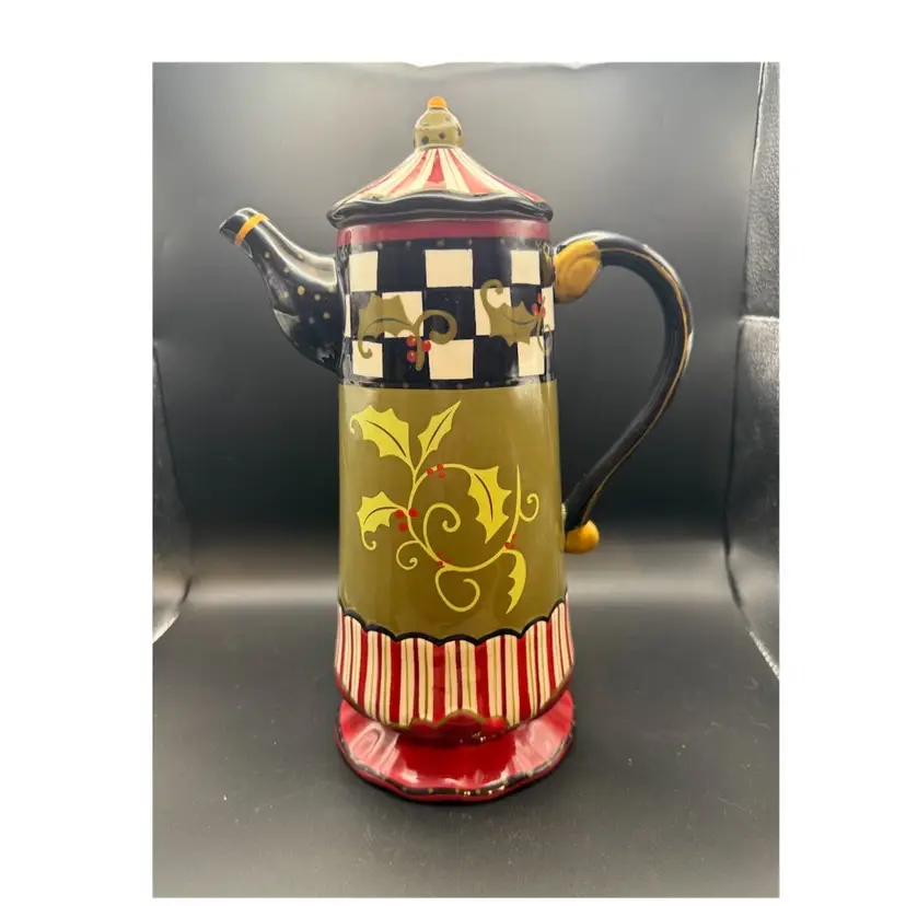 Rare Amber Rose Holly Coffee Pot By Nanette Vacher