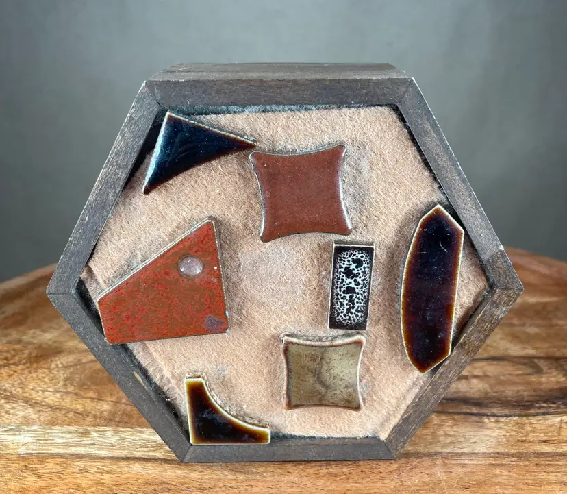 MCM Hexagonal 6 Sided Wooden Trinket KeepSake Box 5" - JAPAN