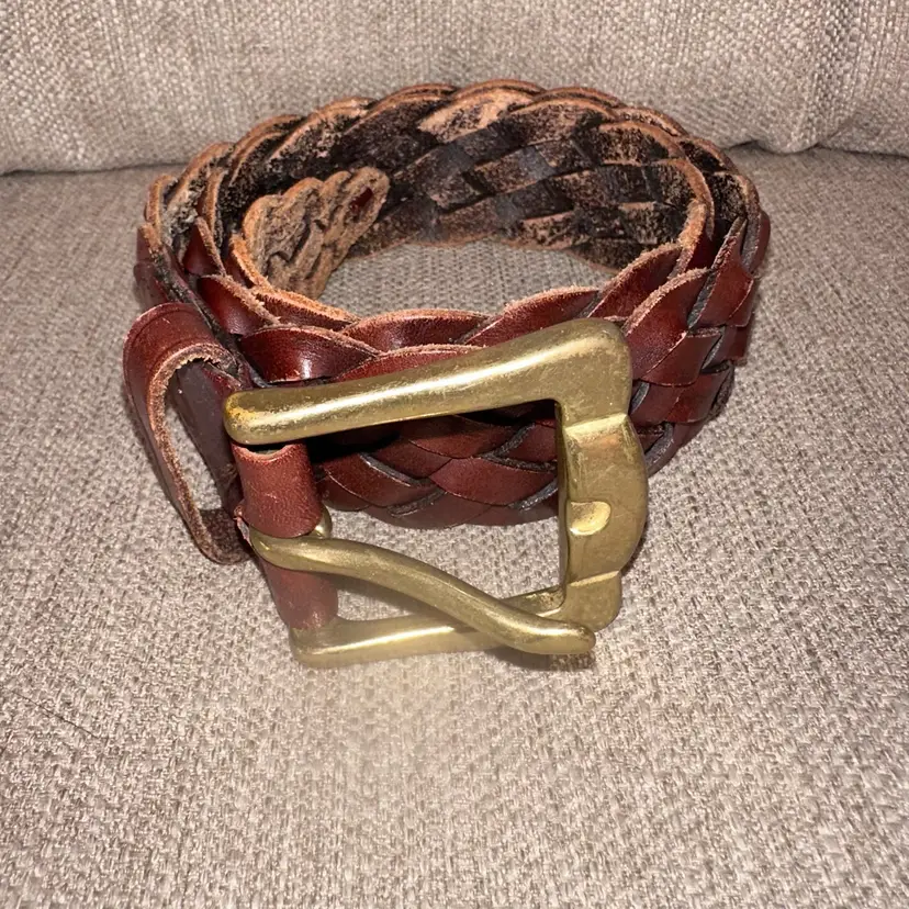 Vintage Eddie Bauer Braided Leather Brown Belt Unisex Size Small 32” Long Made In The USA