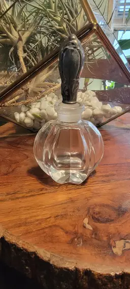 Vtg perfume bottle with silver plated stopper