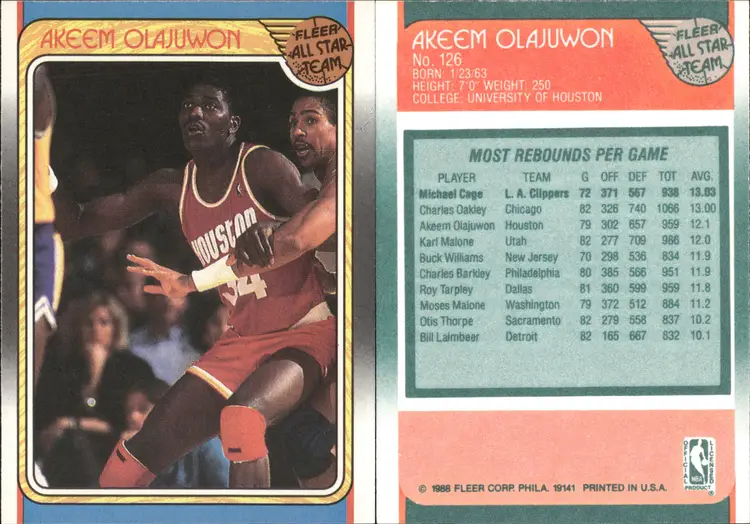 Hakeem Olajuwon 8-Card Lot Fleer Upper Deck Topps 1988-1998 HOF Dream