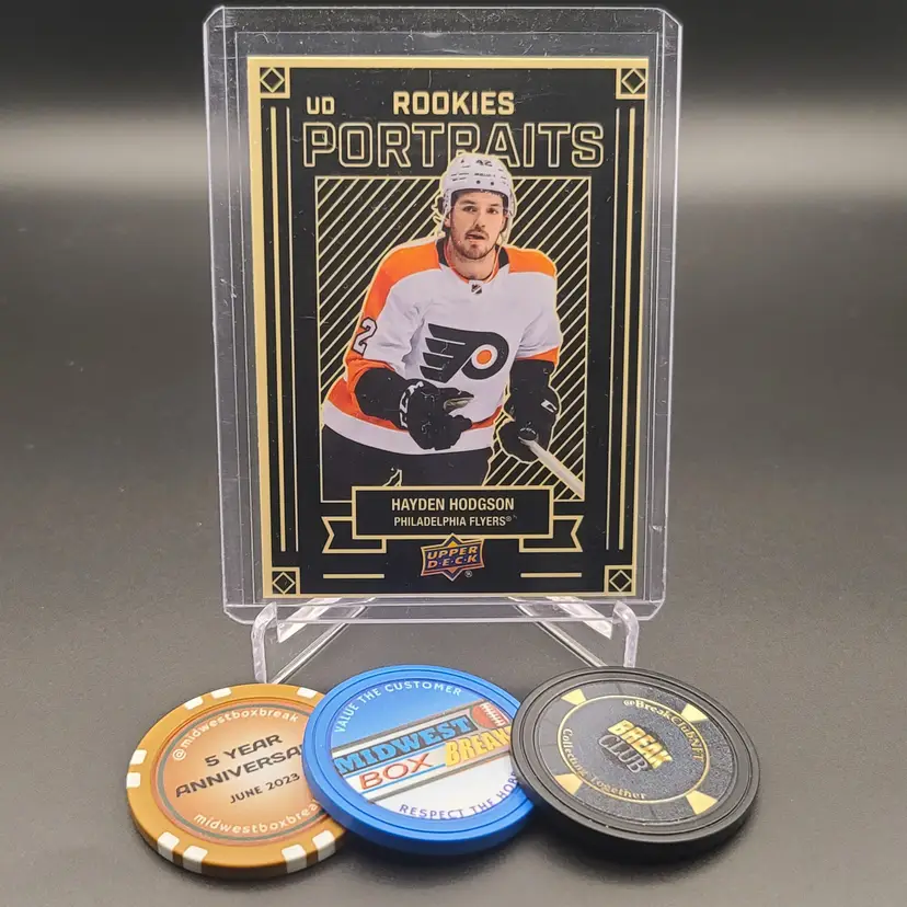 2022-23 Upper Deck Series 2 Hayden Hodgson Rookie Portraits - Card Number P-62 - Philadelphia Flyers Hockey Card