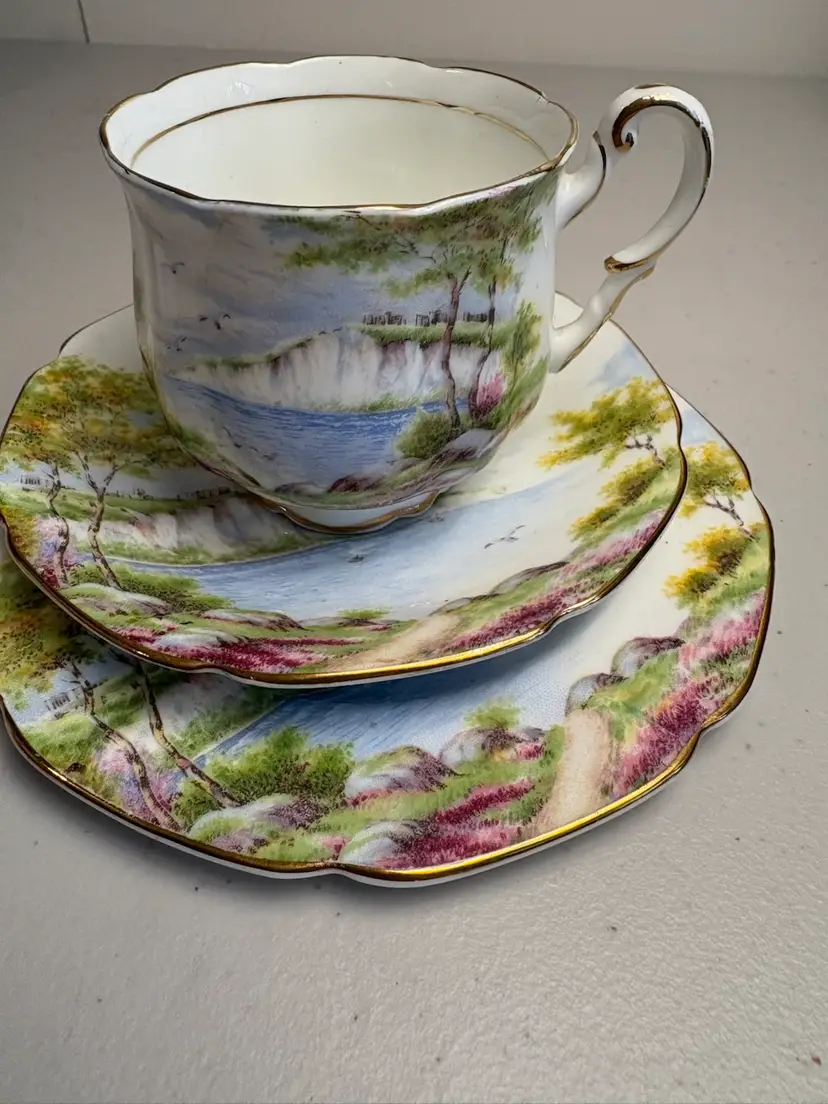 Paragon Bone China, Cliffs Of Dover Tea Cup, Saucer, Sandwich / Dessert Plate