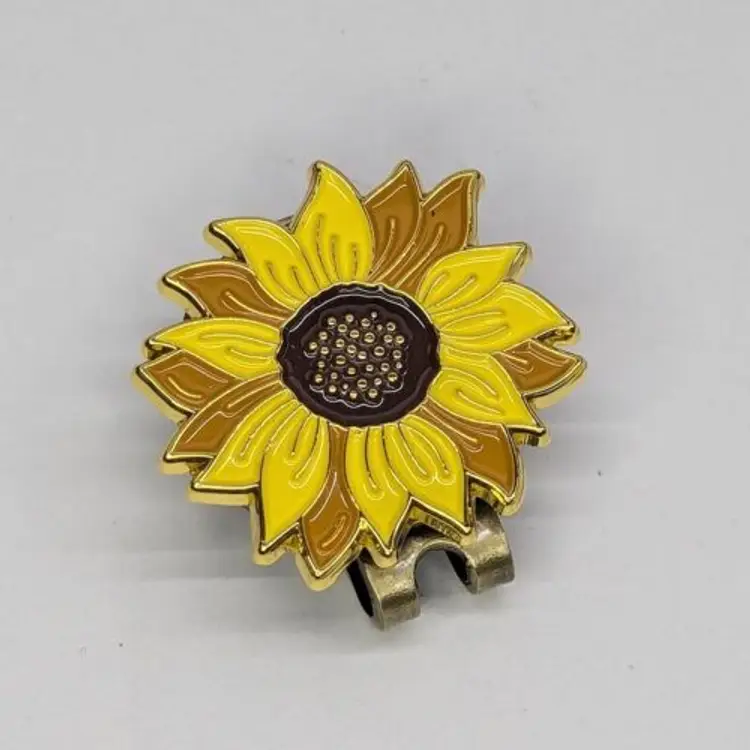 #01 - Fun, Sun Flower Golf Ball Marker with Magnetic Hat Clip