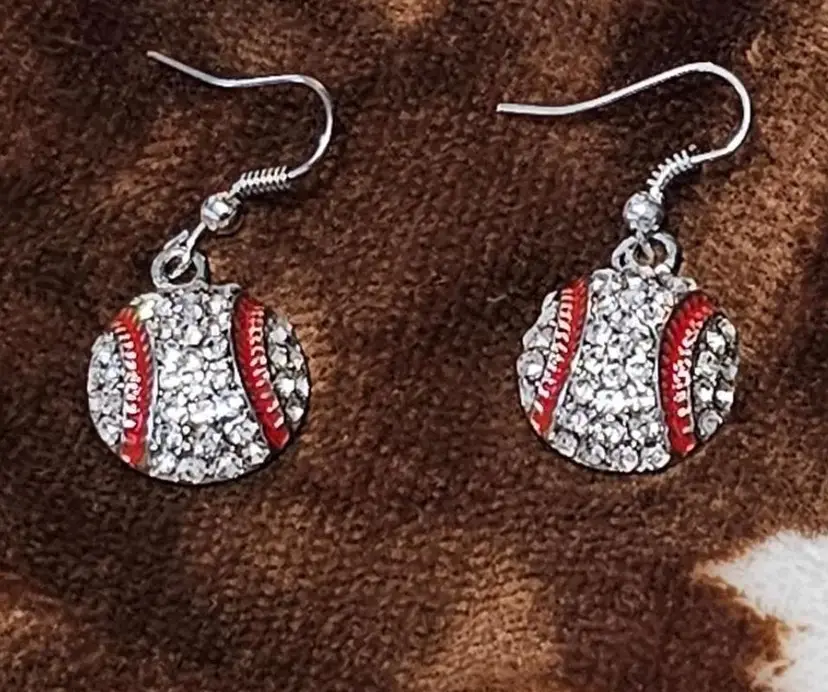 Baseball Rhinestone Earrings