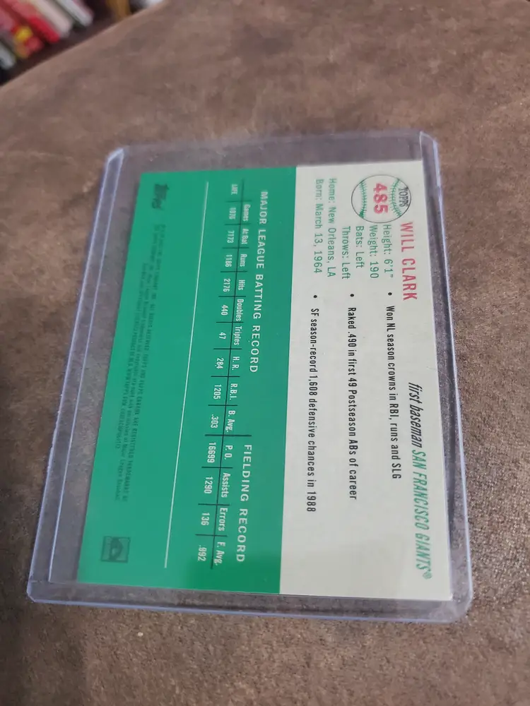 2023 Topps Chrome Will Clark San Francisco Giants Autographed Card