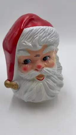 Vintage Santa Claus Rotating Head Music Box Jingle Bells Works