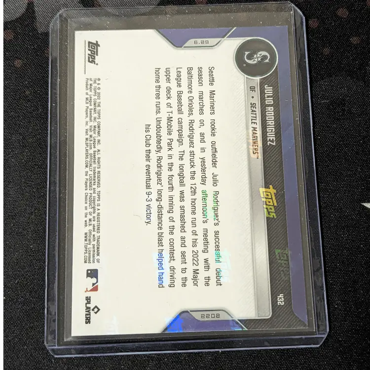 2022 Topps Now #432 Julio Rodriguez Baseball Card - Seattle Mariners c-77