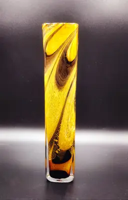 018 Valletta Glass Malta Handblown Art Glass Gold Foil Vase 13"