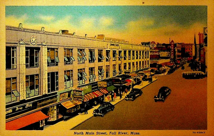 North Main Street Fall River Massachusetts Postcard