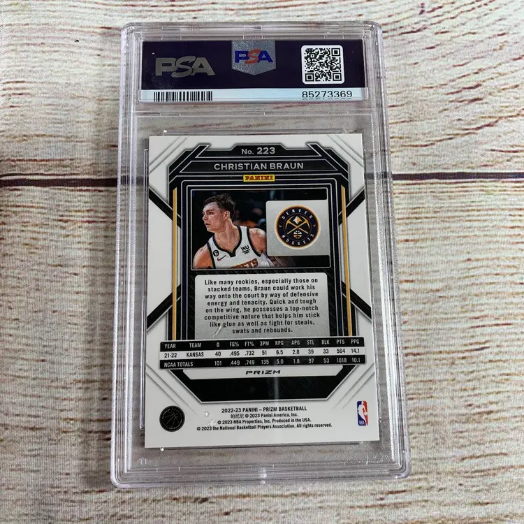 2022-23 Panini Prizm Christian Braun Rookie Red Ice PSA 10 Gem Mint #223 Nuggets