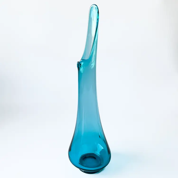 Vintage LE Smith 23.5" Peacock Blue Fat Bottom Swung Vase Smoothie Simplicity MCM