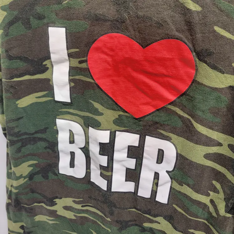VTG AAA Camouflage “I ❤️ Beer” T-Shirt XL