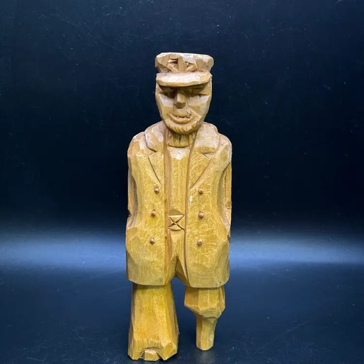 Wooden Hand Carved Sailor Captain Peg Leg 6.25”
