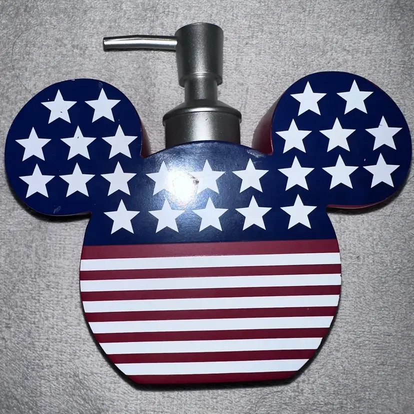 Disney's Mickey Mouse Patriotic 4th July Soap Lotion Dispenser USA Flag Unused