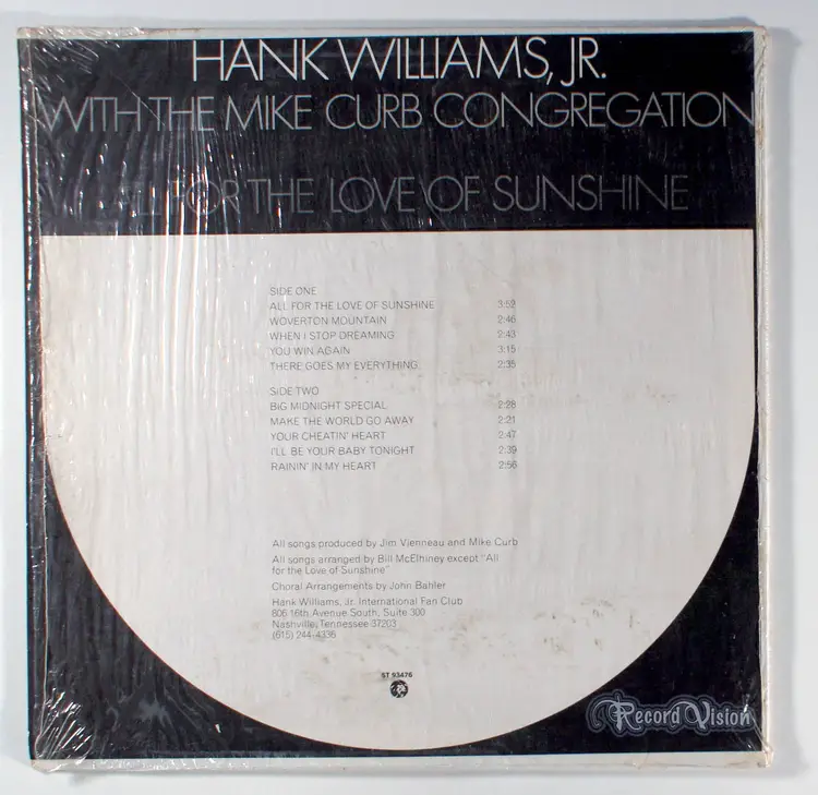 Hank Williams Jr - All for the Love of Sunshine (1971) Vinyl LP • Country Gospel