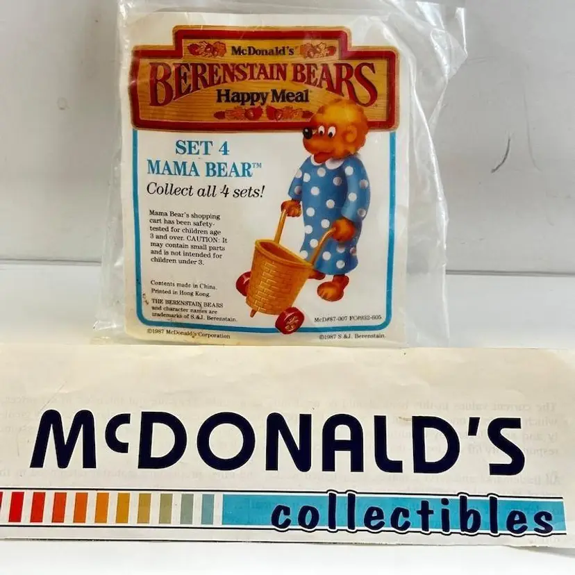 Vtg Berenstain Bears McDonald’s Happy Meal Toy 1987 Set 4 Mama Bear Sealed