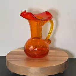 Vintage Amberina Crackle Glass Pitcher