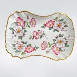 vintage Old Foley James Kent Ltd. Staffordshire England "Wild Rose" pattern trinket or candy dish.