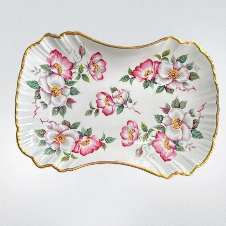 vintage Old Foley James Kent Ltd. Staffordshire England "Wild Rose" pattern trinket or candy dish.