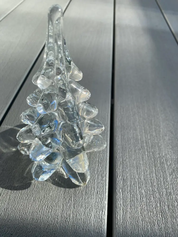 VINTAGE TWO’S COMPANY HAND BLOWN ART GLASS CHRISTMAS TREE FIGURINE/DECOR