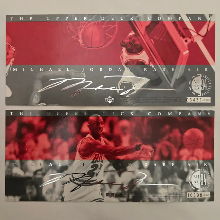 Michael Jordan 1994 Upper Deck Rare Air Limited Edition Jumbo Cards set of 2 cards with 30,000 each