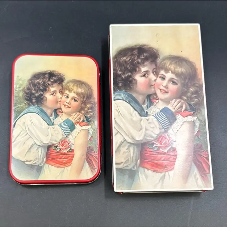 #01 Vintage A Set Of 2 Trinket Tins Hoffmann Swiss Made