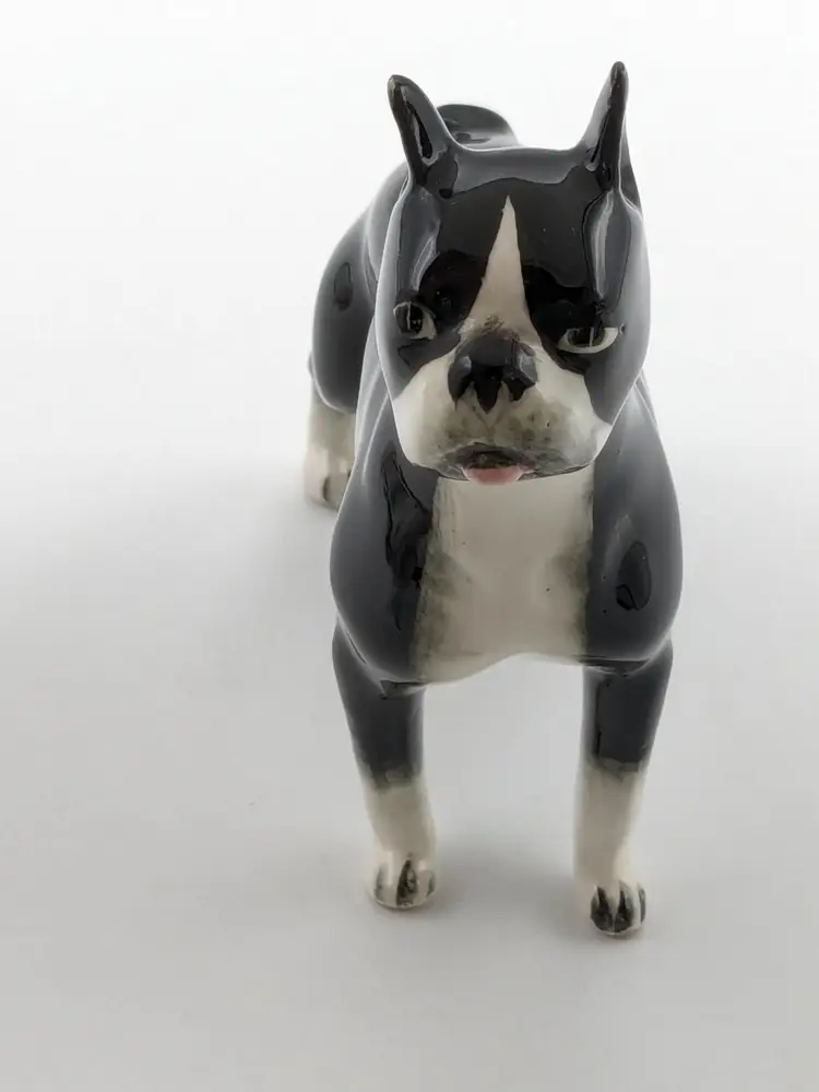 Vintage Boston Terrier Porcelain Figurine Japan