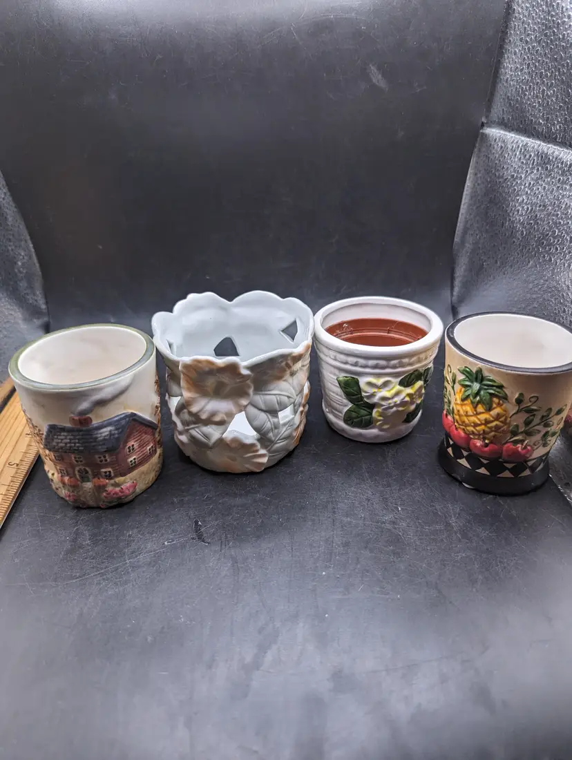 Vintage Lot Of 4 Votive Candle Holders and Small Planter
