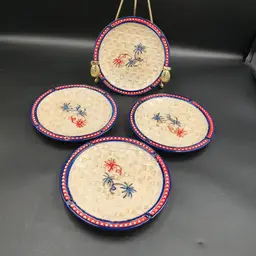 Temptations By Tara Floral Lace Fire Works Design 5.5" Bread Plate