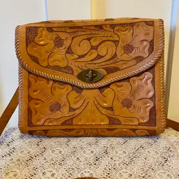 Vintage Tooled Leather Shoulder Bag