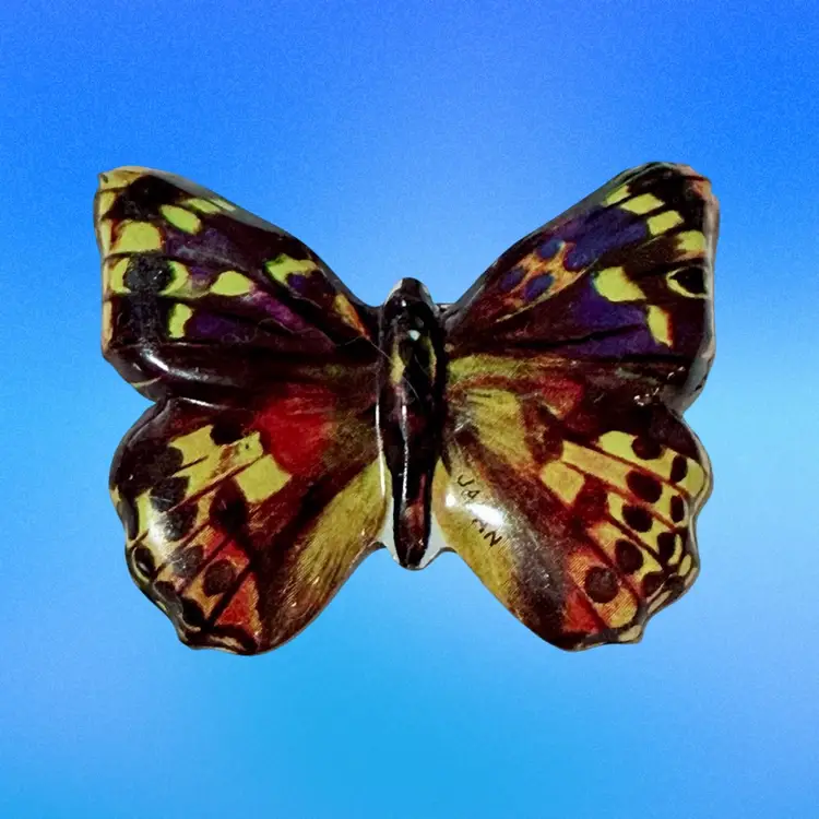 Vintage Multicolor Butterfly Tin Toy Silvertone Brooch (Japan)