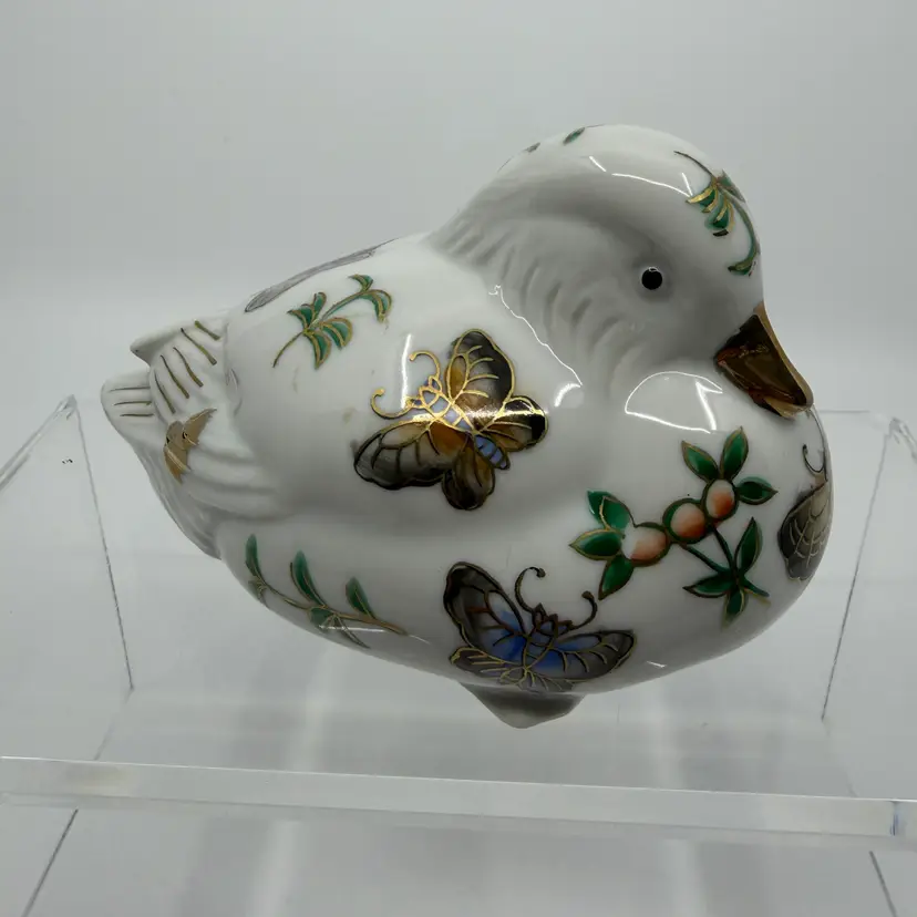 Vintage Andrea By Sadek HandPainted Porcelain Dove Florals Butterflies Gold Figurine