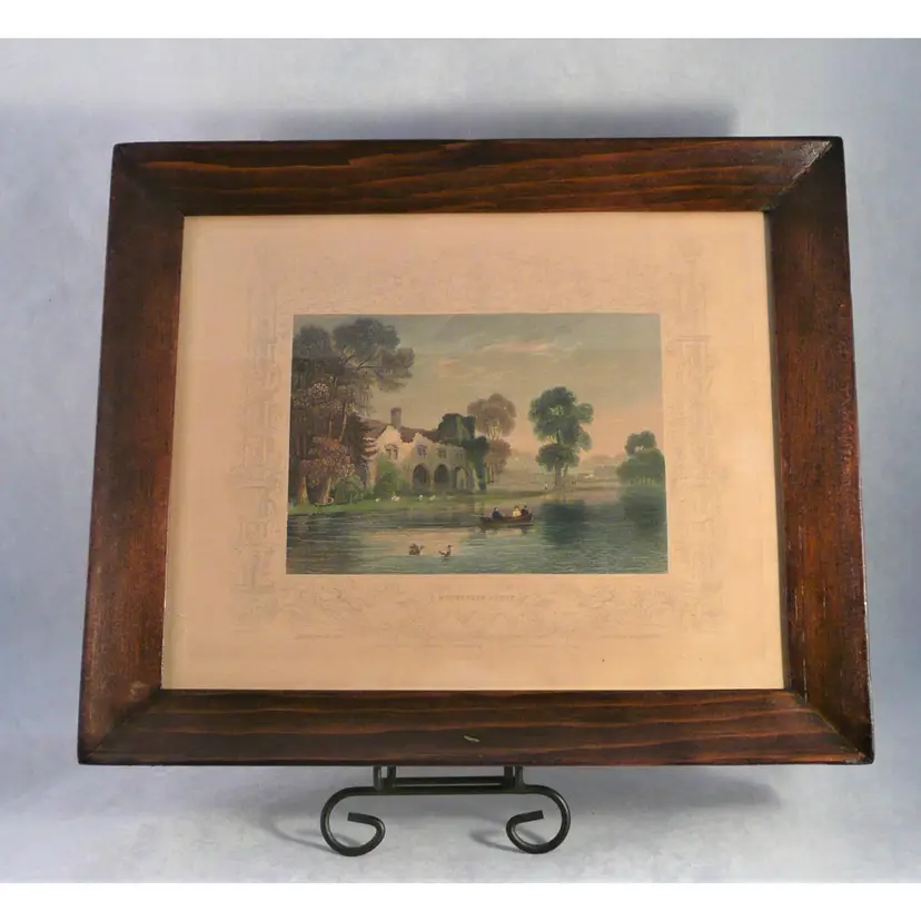 Tombleson Antique Hand Colored Engraving Print Mendenham Abbey C1840 10"x12"