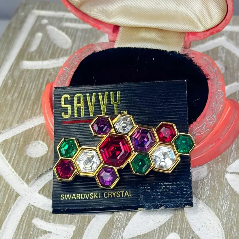 Vintage 1980’s Swarovski Savvy Crystal Brooch 2”