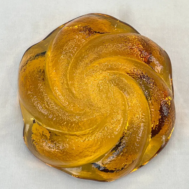 Vintage Fenton Amber Swirl Glass Dish MCM Retro Boho Decor