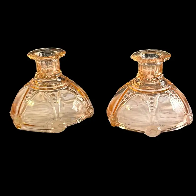 Vintage Anchor Hocking Pink Oyster and Pearl Candle Holders (circa 1938 - 1940) - Set of 2