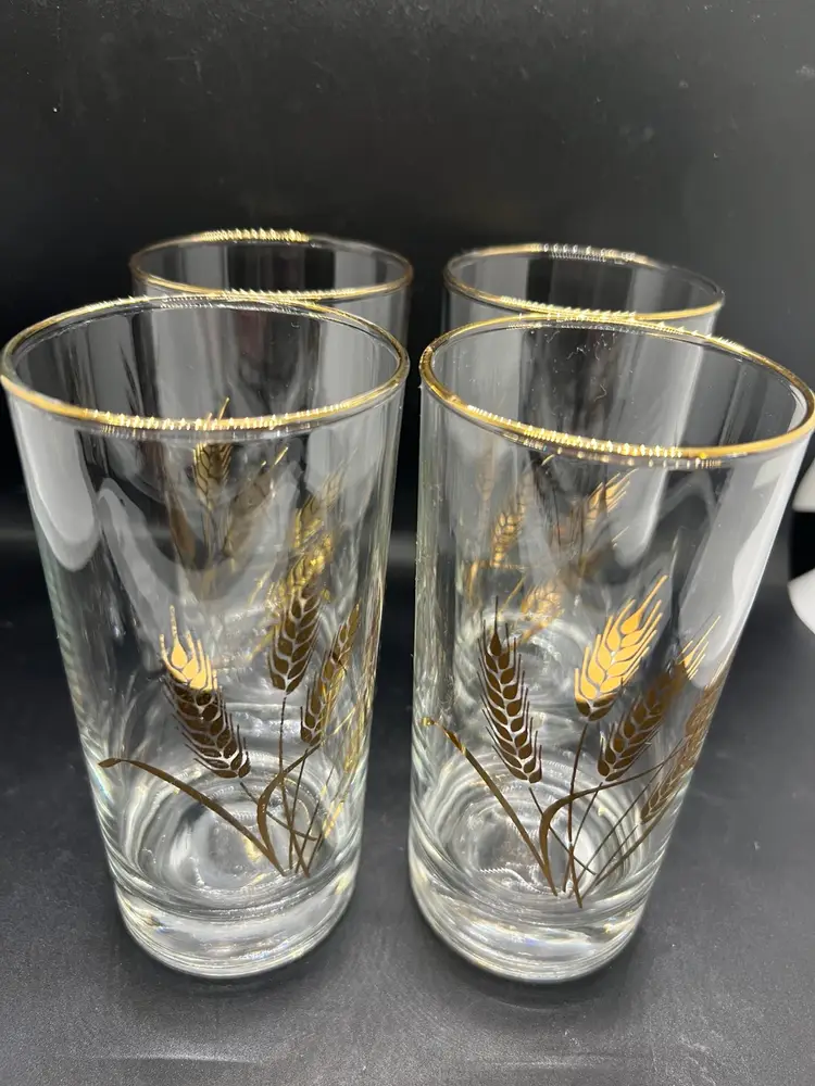 Homer Laughlin Golden Wheat Tall Glasses Set Of 4