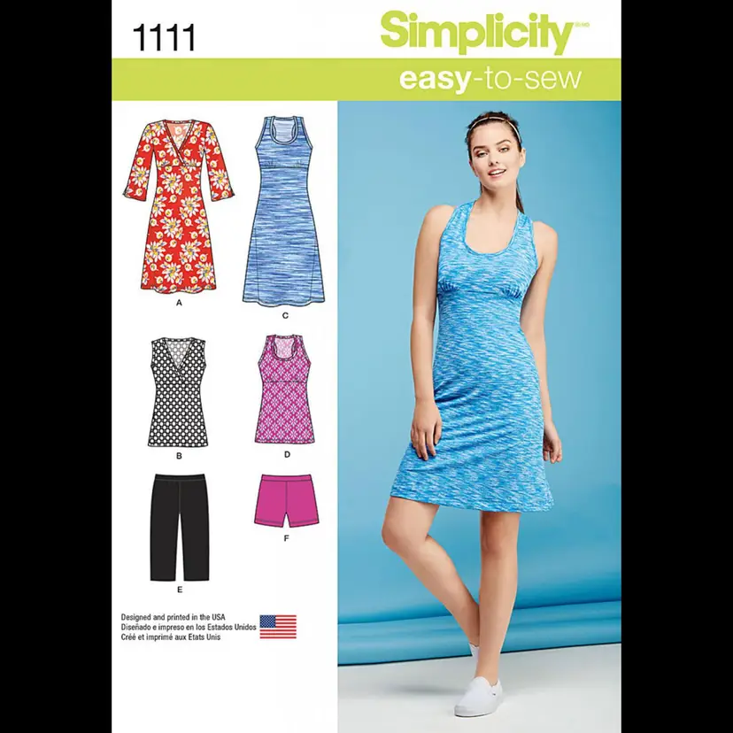 Simplicity Sewing Pattern 1111 - Easy Knit Sport Dresses Tunics and Shorts,  Size 8-16