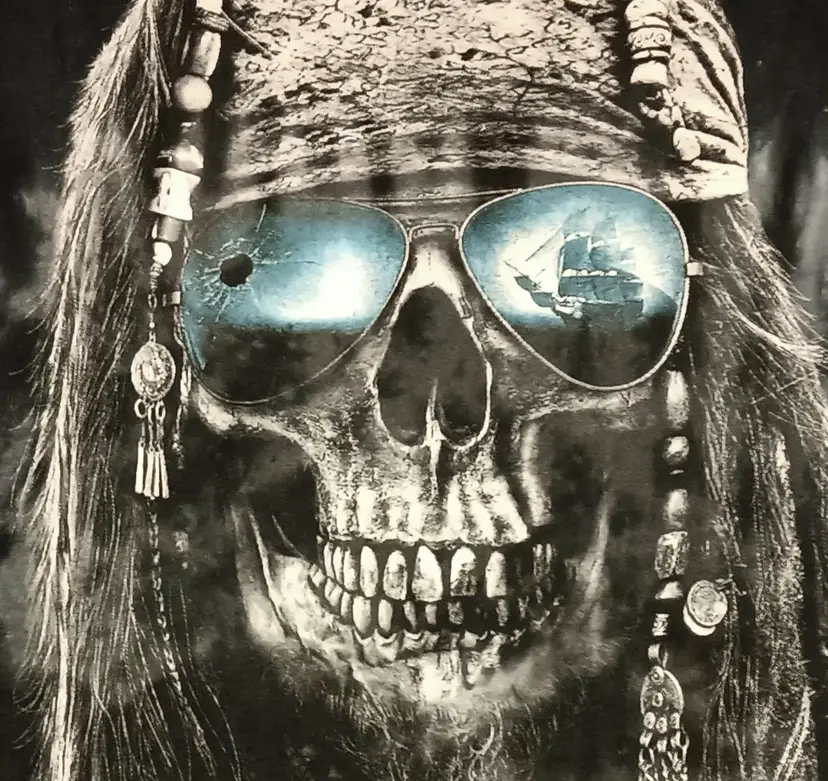 vintage Pirate Skull Oregon t-shirt tie dye New Port Coast skeleton