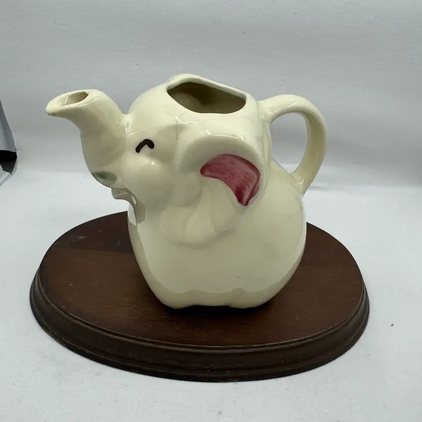 Vintage cream-colored ceramic elephant creamer by Shawnee Pottery