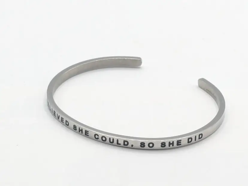 MantraBrand Bracelet She Believed She Could So She Did Silver Tone
